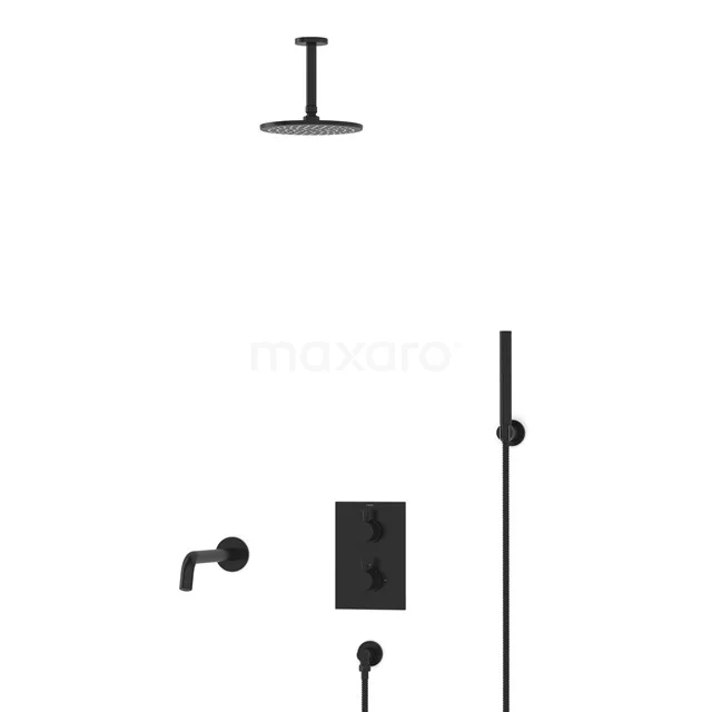 Radius Inbouw Badkraan met regendouche | Zwart Thermostatisch DIZ55-00055