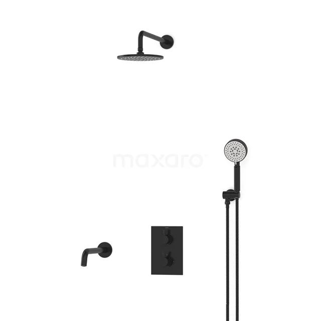 Radius Built-in Bath tap with rain shower | Black Thermostatic DIZ55-00061