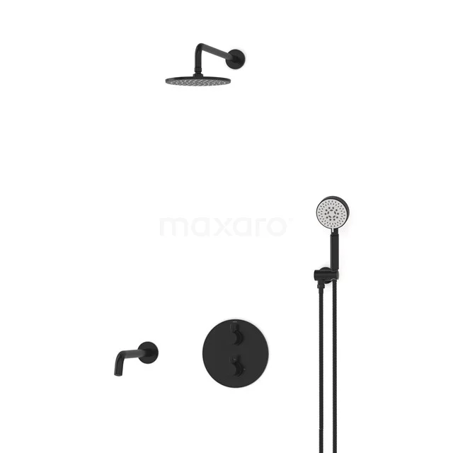 Radius Built-in Bath tap with rain shower | Black Thermostatic DIZ55-00062
