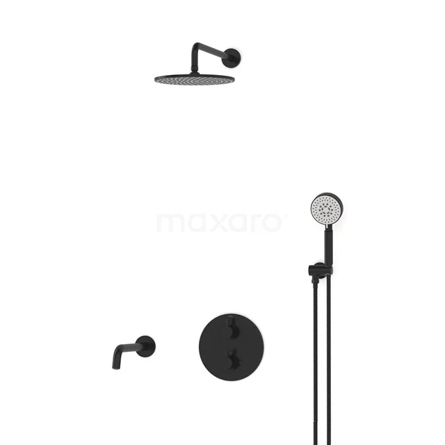 Radius Built-in Bath tap with rain shower | Black Thermostatic DIZ55-00064