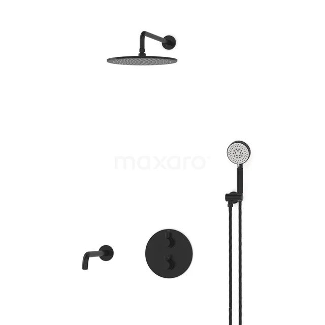 Radius Einbau Badewannenarmatur mit Regendusche | Schwarz Thermostatisch DIZ55-00066