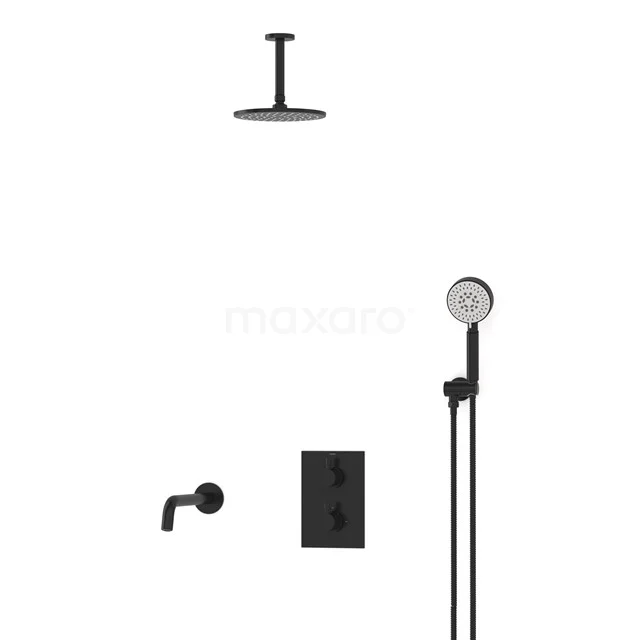 Radius Einbau Badewannenarmatur mit Regendusche | Schwarz Thermostatisch DIZ55-00067