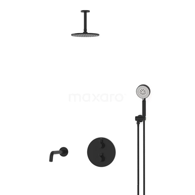 Radius Built-in Bath tap with rain shower | Black Thermostatic DIZ55-00068