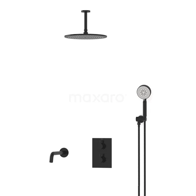 Radius Built-in Bath tap with rain shower | Black Thermostatic DIZ55-00071