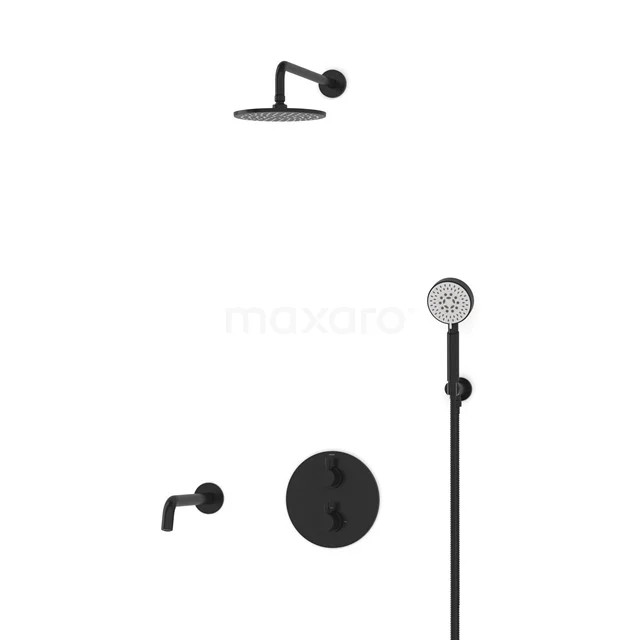 Radius Einbau Badewannenarmatur mit Regendusche | Schwarz Thermostatisch DIZ55-00074