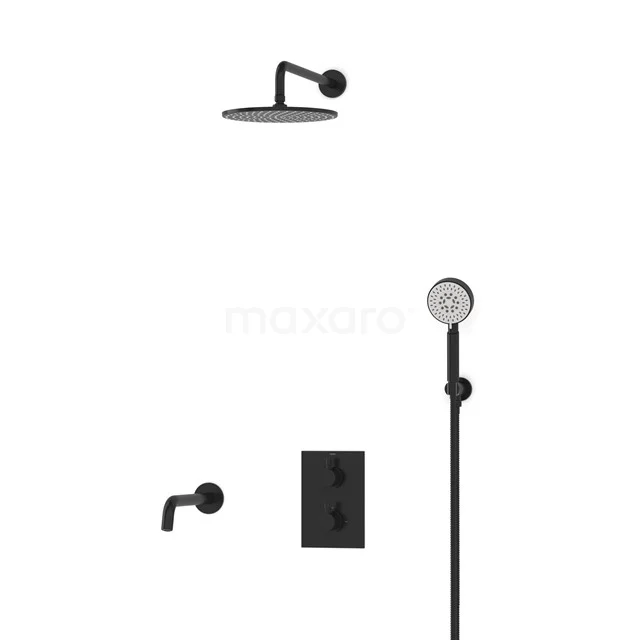 Radius Built-in Bath tap with rain shower | Black Thermostatic DIZ55-00075
