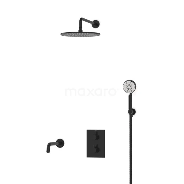 Radius Einbau Badewannenarmatur mit Regendusche | Schwarz Thermostatisch DIZ55-00077