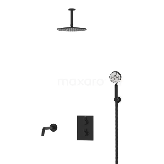 Radius Built-in Bath tap with rain shower | Black Thermostatic DIZ55-00081