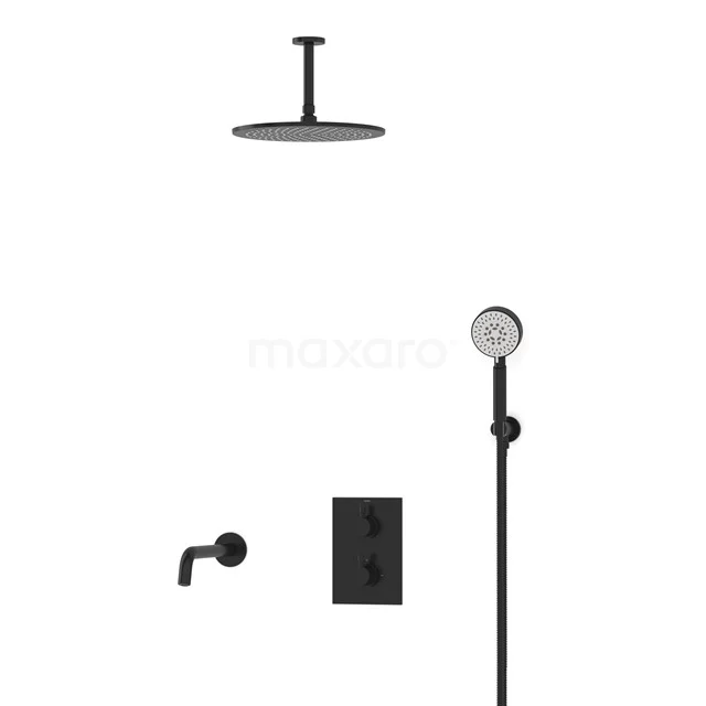 Radius Einbau Badewannenarmatur mit Regendusche | Schwarz Thermostatisch DIZ55-00083