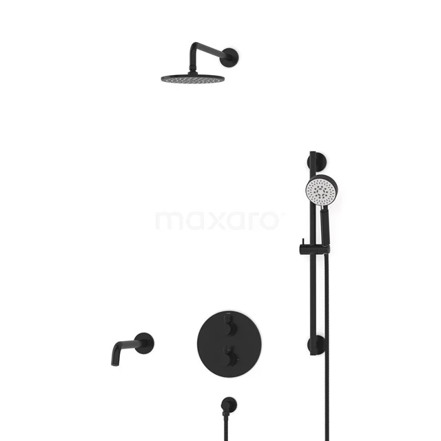 Radius Built-in Bath tap with rain shower | Black Thermostatic DIZ55-00086