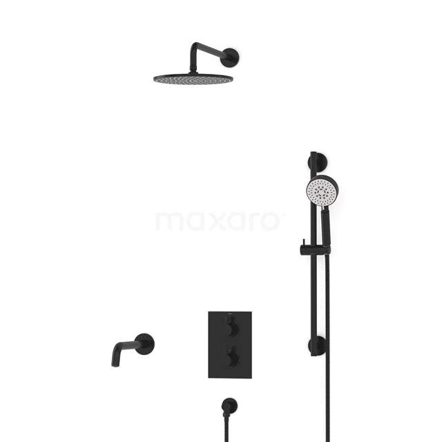 Radius Built-in Bath tap with rain shower | Black Thermostatic DIZ55-00087