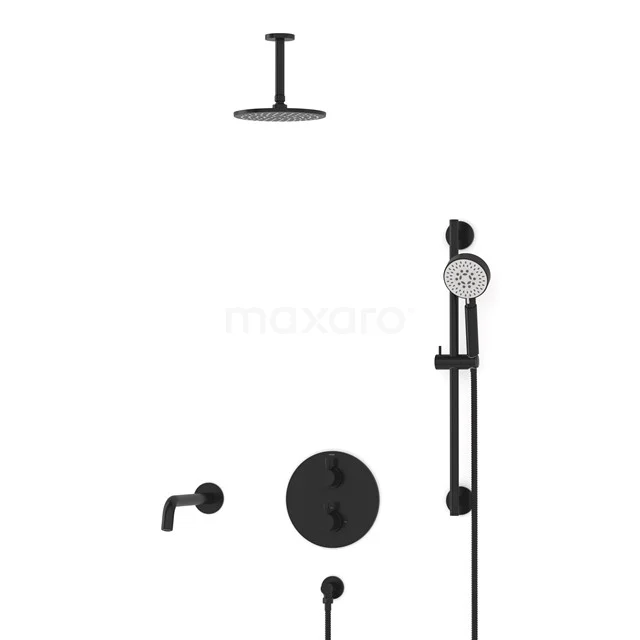 Radius Built-in Bath tap with rain shower | Black Thermostatic DIZ55-00092