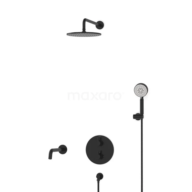 Radius Einbau Badewannenarmatur mit Regendusche | Schwarz Thermostatisch DIZ55-00100