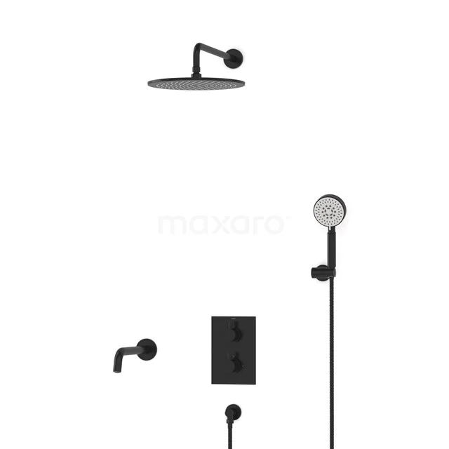 Radius Built-in Bath tap with rain shower | Black Thermostatic DIZ55-00101