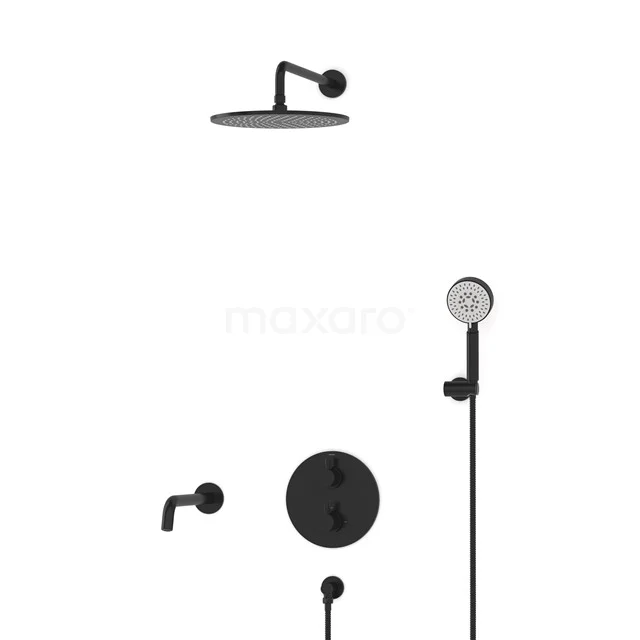 Radius Built-in Bath tap with rain shower | Black Thermostatic DIZ55-00102