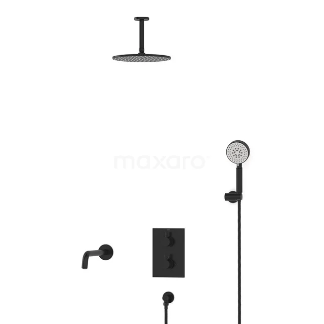Radius Built-in Bath tap with rain shower | Black Thermostatic DIZ55-00105