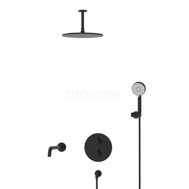 Radius Einbau Badewannenarmatur mit Regendusche | Schwarz Thermostatisch DIZ55-00108 Radius Einbau Badewannenarmatur mit Regendusche | Schwarz Thermostatisch DIZ55-00108