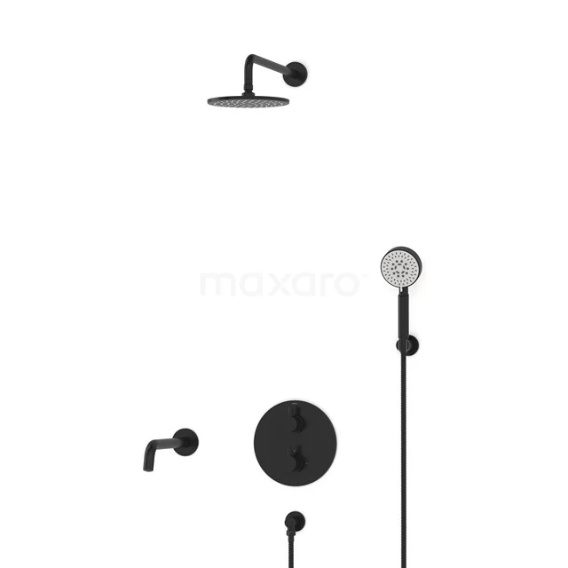 Radius Built-in Bath tap with rain shower | Black Thermostatic DIZ55-00110