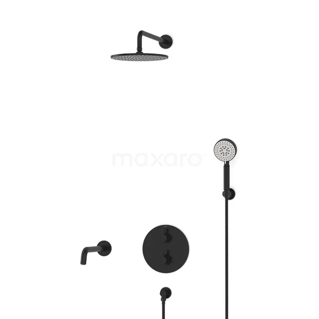 Radius Einbau Badewannenarmatur mit Regendusche | Schwarz Thermostatisch DIZ55-00112