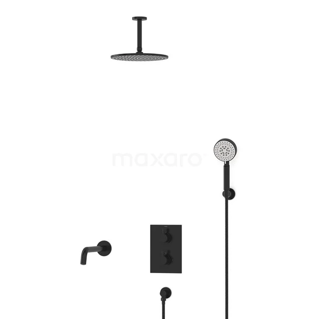 Radius Built-in Bath tap with rain shower | Black Thermostatic DIZ55-00117