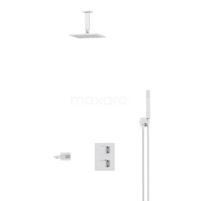 Cubic Built-in Bath tap with rain shower | Chrome Thermostatic DIC22-00010
