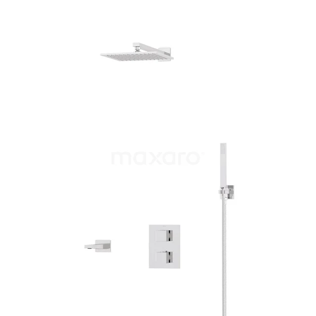 Cubic Built-in Bath tap with rain shower | Chrome Thermostatic DIC22-00025