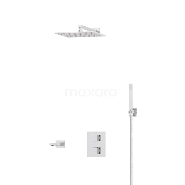 Cubic Built-in Bath tap with rain shower | Chrome Thermostatic DIC22-00028