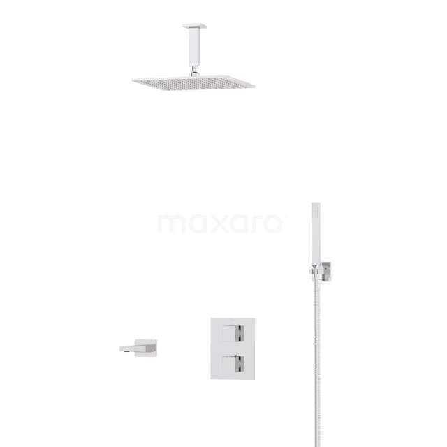 Cubic Built-in Bath tap with rain shower | Chrome Thermostatic DIC22-00037