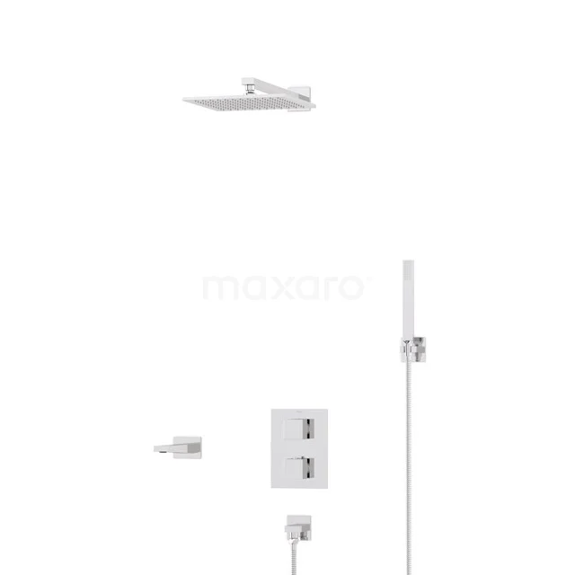Cubic Built-in Bath tap with rain shower | Chrome Thermostatic DIC22-00046