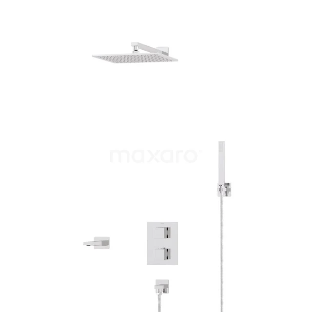 Cubic Built-in Bath tap with rain shower | Chrome Thermostatic DIC22-00049