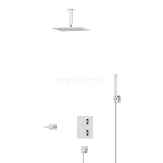 Cubic Built-in Bath tap with rain shower | Chrome Thermostatic DIC22-00055