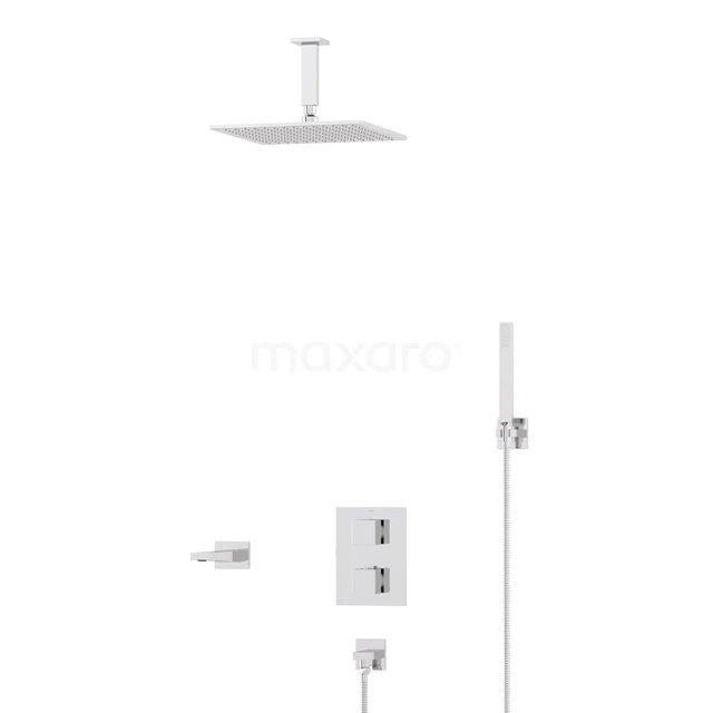 Cubic Built-in Bath tap with rain shower | Chrome Thermostatic DIC22-00058