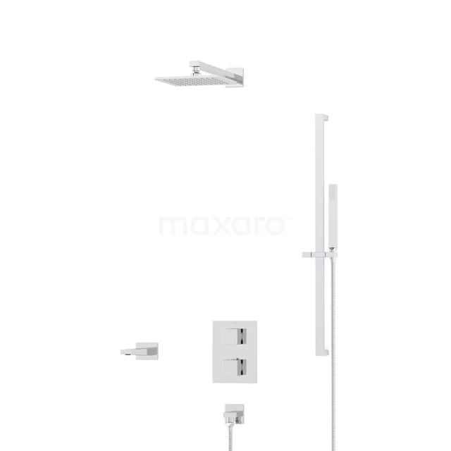 Cubic Built-in Bath tap with rain shower | Chrome Thermostatic DIC22-00064