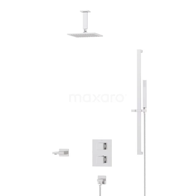 Cubic Built-in Bath tap with rain shower | Chrome Thermostatic DIC22-00073