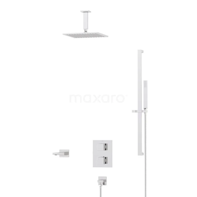 Cubic Built-in Bath tap with rain shower | Chrome Thermostatic DIC22-00076