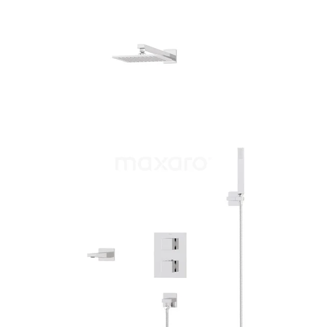 Cubic Built-in Bath tap with rain shower | Chrome Thermostatic DIC22-00085