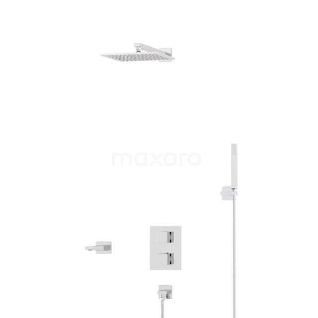 Cubic Built-in Bath tap with rain shower | Chrome Thermostatic DIC22-00088