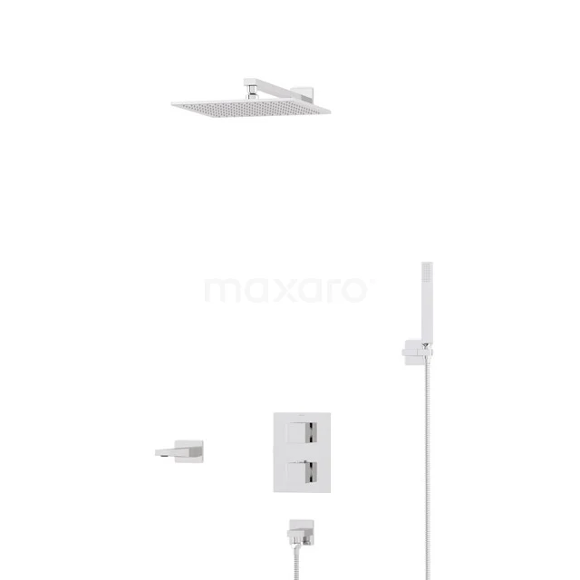 Cubic Built-in Bath tap with rain shower | Chrome Thermostatic DIC22-00091