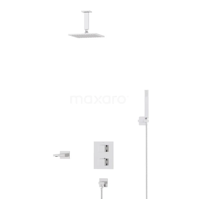 Cubic Built-in Bath tap with rain shower | Chrome Thermostatic DIC22-00094
