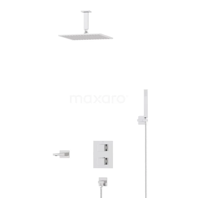 Cubic Built-in Bath tap with rain shower | Chrome Thermostatic DIC22-00100