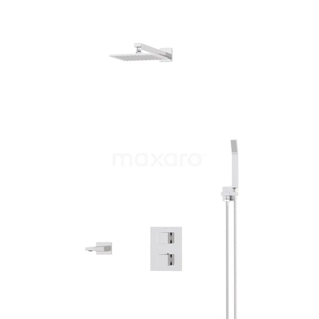 Cubic Built-in Bath tap with rain shower | Chrome Thermostatic DIC22-00106