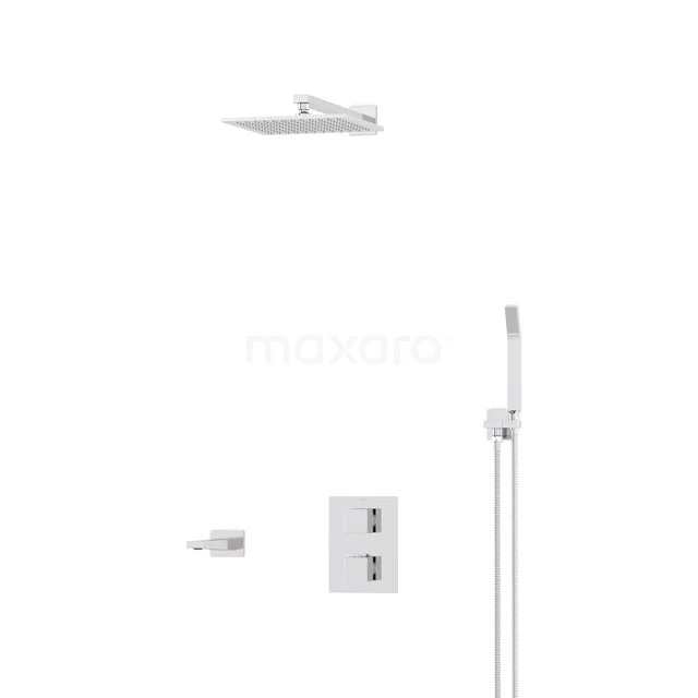 Cubic Built-in Bath tap with rain shower | Chrome Thermostatic DIC22-00109