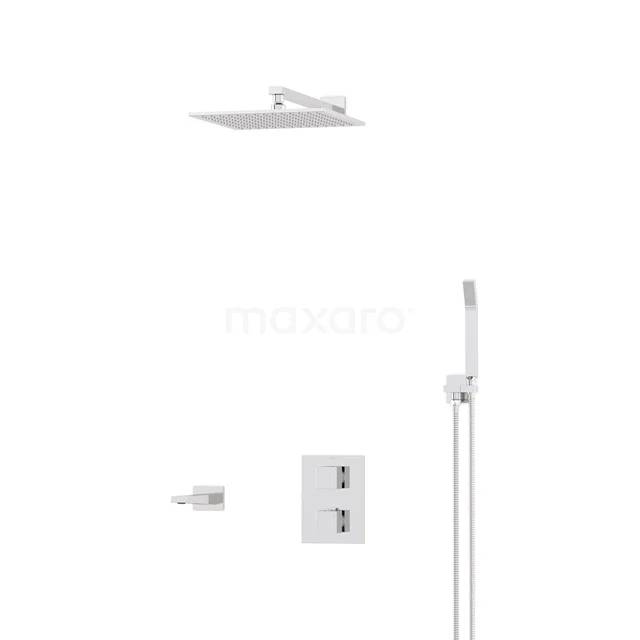 Cubic Built-in Bath tap with rain shower | Chrome Thermostatic DIC22-00112