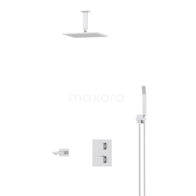 Cubic Built-in Bath tap with rain shower | Chrome Thermostatic DIC22-00118