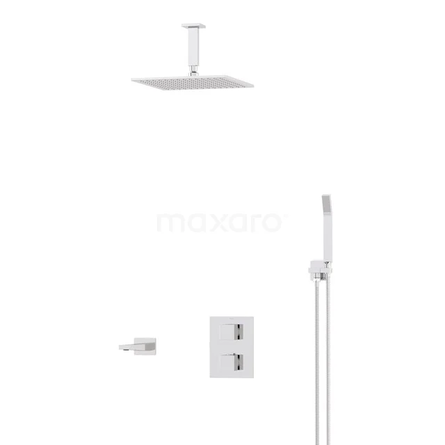 Cubic Built-in Bath tap with rain shower | Chrome Thermostatic DIC22-00121