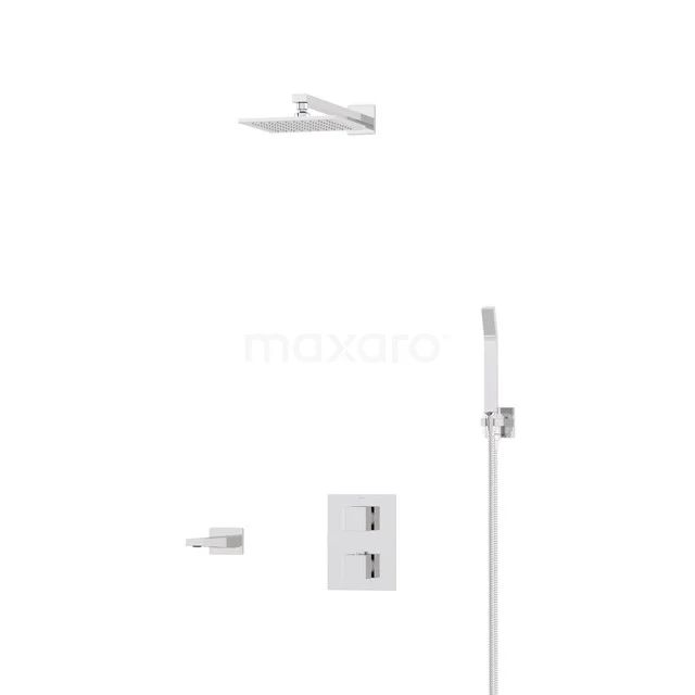 Cubic Built-in Bath tap with rain shower | Chrome Thermostatic DIC22-00127