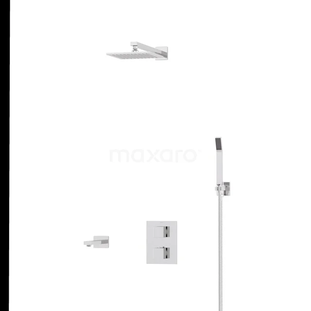 Cubic Einbau Badewannenarmatur mit Regendusche | Chrom Thermostatisch DIC22-00127 Cubic Einbau Badewannenarmatur mit Regendusche | Chrom Thermostatisch DIC22-00127