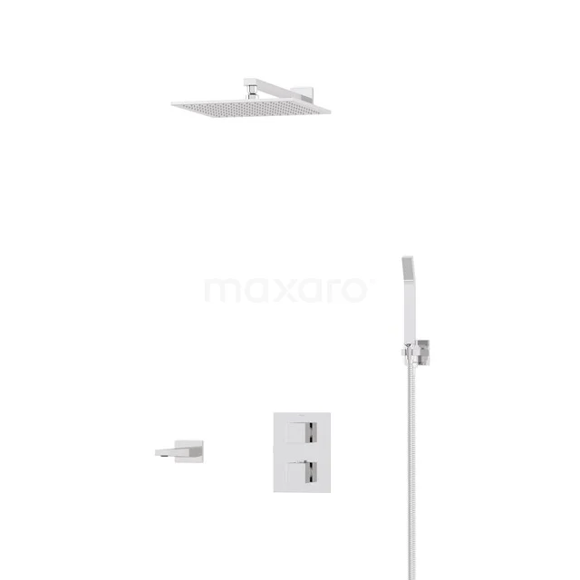 Cubic Built-in Bath tap with rain shower | Chrome Thermostatic DIC22-00133