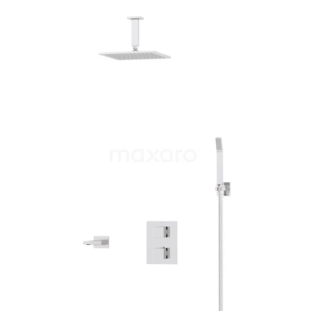 Cubic Built-in Bath tap with rain shower | Chrome Thermostatic DIC22-00139