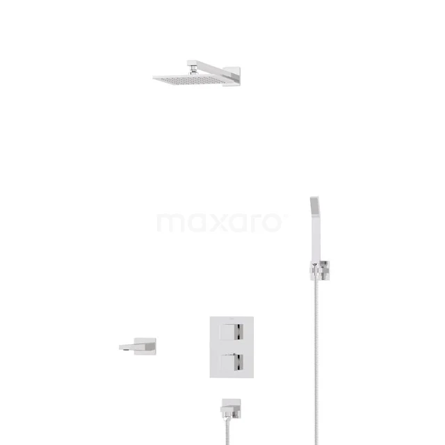 Cubic Built-in Bath tap with rain shower | Chrome Thermostatic DIC22-00148